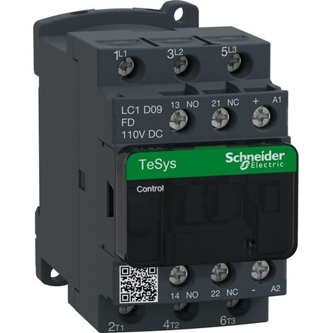 Lc1d09fd Schneider - Contacteur Tripolaire - 3no - 9a - Bobine 110vcc - Vis étrier - Tesys Lc1d09 (1/2)