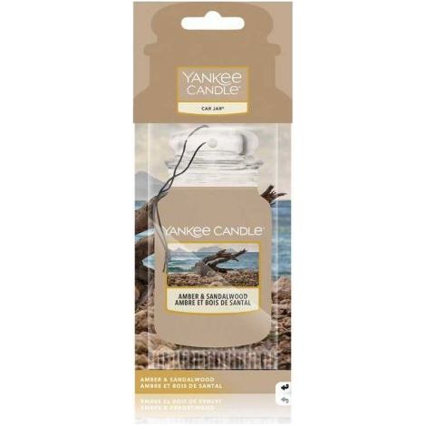 Candela profumata per auto Yankee Candle, barattolo singolo, ambra e sandalo, 15 g