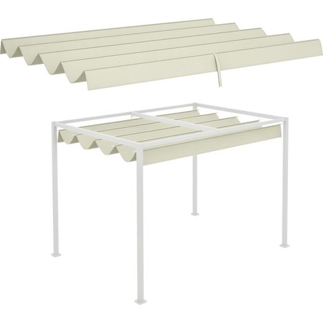 Toit de rechange rétractable 3 x 2,5 m pour aUVent en toile à 8 œillets (structure 2,85 x 2 m) pour tonnelle de jardin, couleur crème.