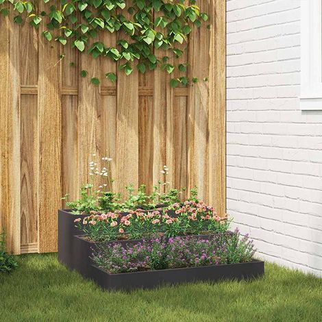 Garten-Pflanzgefäß Schwarz 90 x 90 x 35 cm Kaltgewalzter Stahl