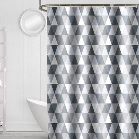 Rideau de douche 200 x 220 cm (200 cm de largeur, 220 cm de hauteur), tissu polyester imperméable anti-bactérien, anti-moisissure, lavable, avec 12 anneaux de rideau de douche