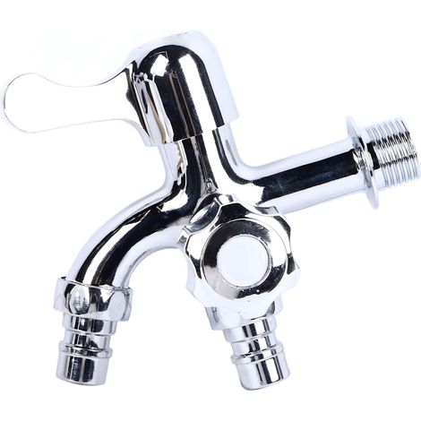 Robinet pour lave-linge, 1 entrée, 2 sorties, multifonction, en acier inoxydable, contrôle précis, durable, pour maisons et appartements (1/5)