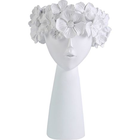 Vase - Couronne De Fleurs - Pour Plantes D'intérieur Et Fleurs Artificielles - Blanc - 28 X 18 X 8 Cm - 1 Pièce (1/4)