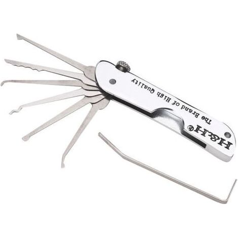 Pair Clé pour cylindre et serrure,Ensemble De Crochetage De Serrure Pliable 7 En 1 Ensemble De Crochets De Verrouillage En Acier Inoxydable Avec Cle Kit 10.51.33.7 CM (1/5)
