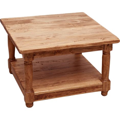 Country Couchtisch aus massivem Lindenholz mit natürlicher Oberfläche L70xPR70xH45 cm. Made in Italy