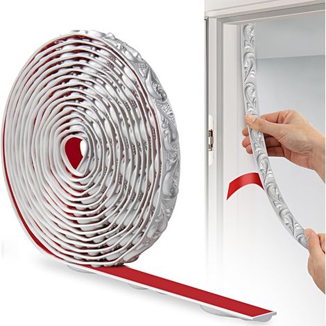 Bande Décorative en PVC, 600cm×2cm, Bordure de Papier Peint 3D, Frise Murale Adhesive, Convient our les Linteaux, les Plinthes, les Armoires, les Revêtements Muraux (Argent) (1/5)