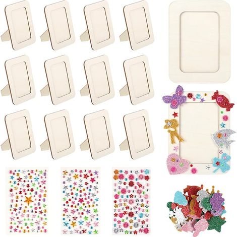 14 Pcs Cadres Photo à Peindre pour Enfant 16 × 12 cm, Cadre de Bricolage en Bois, Cadre Dessin Enfant avec Autocollants, pour Fêtes d'Anniversaire, Cadeau, Décoration Personnalisée (1/5)