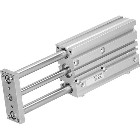 Vérin pneumatique à 3 tiges de guidage pour visserie en alliage d'aluminium de type SMC MGPM16X75 (1/5)