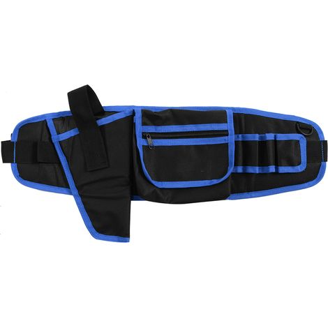 Sac banane multifonctionnel pour outils de jardin, organisateur d'outils d'électricien avec plusieurs poches, noir et bleu, 56 x 16 cm (1/5)