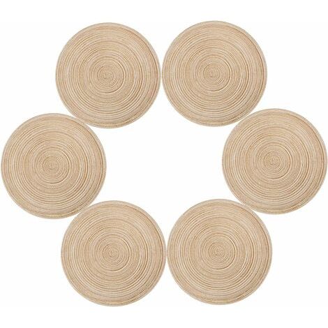 BUNTHAUS Sets de table ronds 35cm – Lot de 6 en polypropylène et coton – Résistants à la chaleur jusqu'à 70℃ – Antidérapants et lavables (1/4)