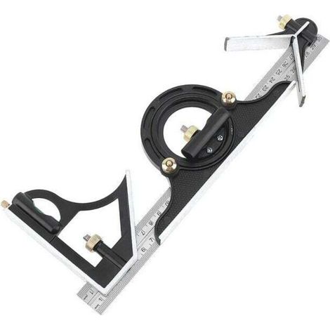 YMYNY 300MM multi-fonction rapporteur combinaison équerre règle en acier inoxydable outil de mesure professionnel charpentier outils (1/4)