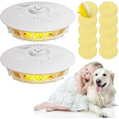 2 PCS Pièges à Puces pour La Maison, Piège À Lampe À Puces, Piège à Lumière Anti-Puces à LED avec 10 Autocollants de Capture, Piège à Puces en Dôme pour Tapis, Linge de Lit, Maison (1/5)