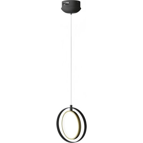 Luxueux plafonnier circulaire noir et or, lumière 2700K, aluminium et silicone, décoration artistique minimaliste (1/2)