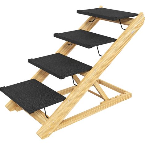 Escalier pour chien, rampe pour chien, hauteur réglable, antidérapante, pliable, 83 x 40 x 62,5 cm, bois/blanc