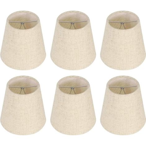 6 Pcs Small Lampshades, Linen Fabric Shades, Fabric Shades, Replacement Wall Lamp Covers For Table Lamp, Easy Installation, Shade For E14 Bulb Beige (1/5)