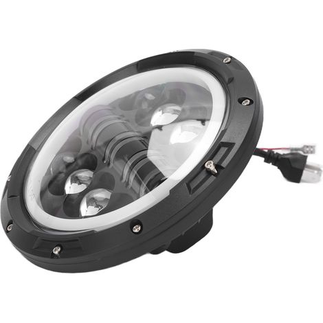 Runder 7-Zoll-LED-Motorradscheinwerfer (80 W) mit gelbem und weißem Tagfahrlicht, Halo-Ring und Ösenscheinwerfern Ersatz für Land Rover Defender 90 (Baujahr 1997) (1/5)