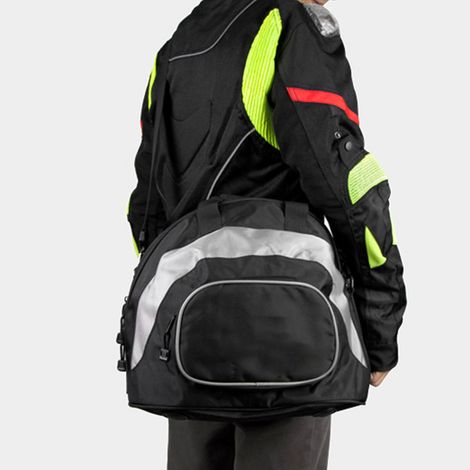 Sac à dos bandoulière multifonction étanche pour casque de moto, bagage portable (gris et noir) (1/5)