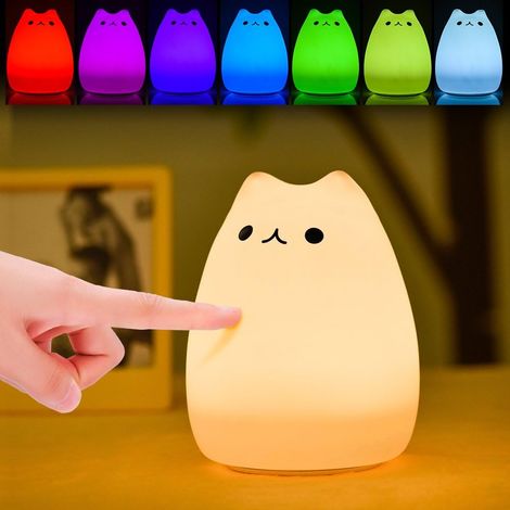 Veilleuse LED, veilleuse en siliCône pour enfants avec 8 modes d\'éclairage, rechargeable par USB, veilleuse bébé avec toucher-Fei Yu (1/5)