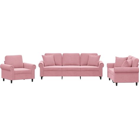 Maison Exclusive - Set di Divani 3 pz con Cuscini Rosa in Velluto