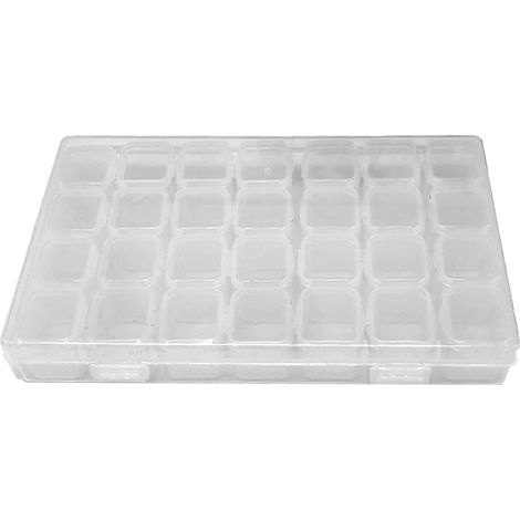 Boîte de rangement pour ongles 28 alvéoles écologique durable transparent PP couvercle séparé boîte à embouts pour perles boucles bijoux transparent 28 compartiments (1/5)