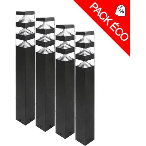 Pack de 4 bornes Pyramide Inox 48 LED SMD 12W finition Noir Lumihome® (1/4)