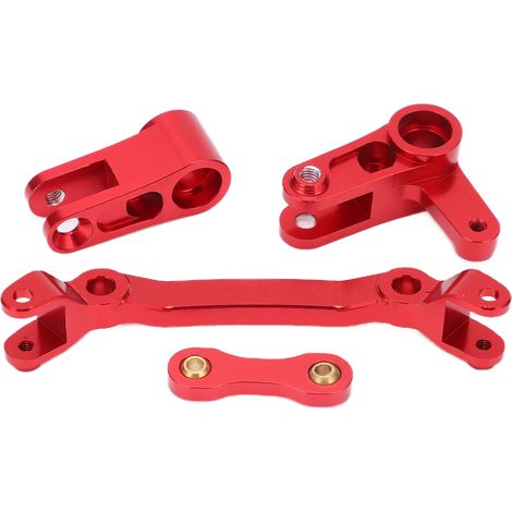 Kit de pièces de direction en alliage d'aluminium - Léger, robuste et facile à installer - Composants de direction pour voiture RC - Rouge (1/5)