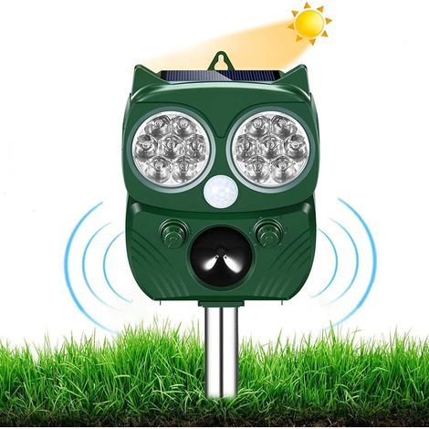 Répulsif Chat Ultrason,Repulsif Chien, Charge Solaire,Chargement USB Prévenir Les Chiens et Les Chats, Les Oiseaux, pour Jardins, Champs, Pépinières, Etanche IP64 (1/5)