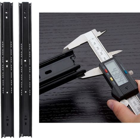 Glissières de tiroir télescopiques en acier laminé à froid 2 x 22 pouces, 3 pièces, pour meubles mobiles, noir et blanc (1/5)