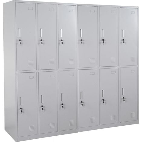 [NEUWERTIG] Schließfach Preston T829, Schließfachschrank Wertfachschrank Spind, Metall 12 Fächer grau (1/5)