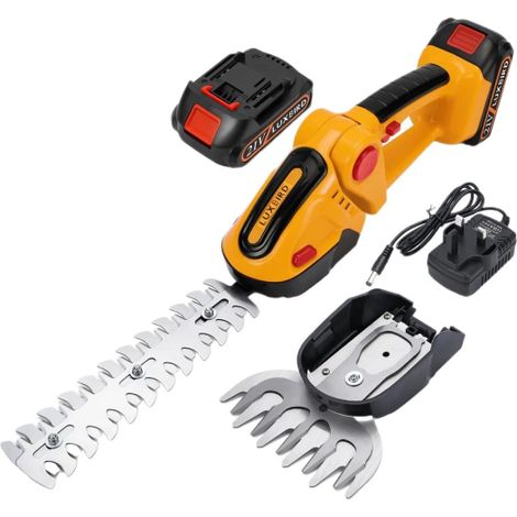 Tagliasiepi a batteria, forbici per erba ricaricabili 2 in 1 da 21 V senza fili con 2 lame e caricabatterie, 1 batteria da 6000 mAh, tagliasiepi senza fili per arbusti, giardino, prato ed erba (1/4)