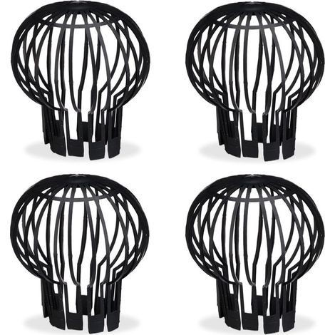 Filtre gouttière, lot Pratique de 4, Plastique, crépine, Protection, écoulement de l’Eau, Ø 12 cm, Noir (1/5)