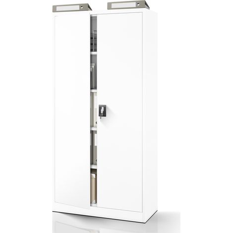Armoire en métal verrouillable JAN, 900 x 1850 x 400 mm, blanc