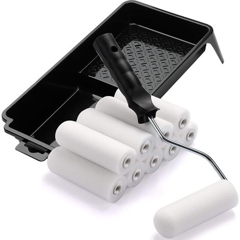 Kit Rouleau Peinture Mousse 11cm - 10 Pièces avec Bac Anti-Gouttes pour Renovation Intérieure (1/5)