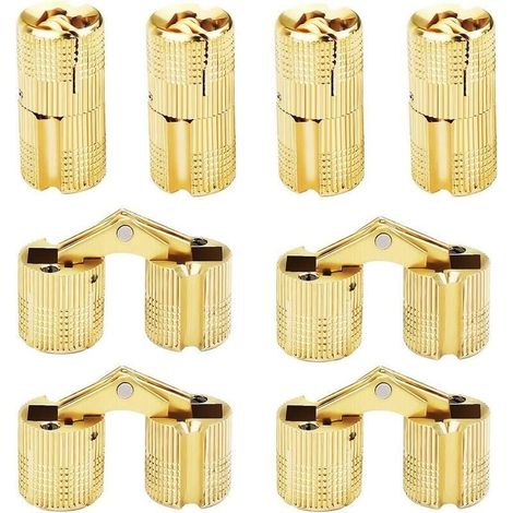 Charnière cachée en cuivre pur 8pcs10MM charnière cachée en cuivre charnière cylindrique à un mot,Pour meubles de maison, portes et fenêtres, etc. (1/5)