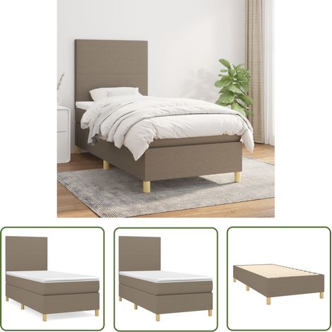 The Living Store Boxspringbett mit Matratze Taupe 90x200 cm Stoff - Boxspringbett - Doppelbett - Bettenrahmen - Lattenrost - Matratze (1/5)