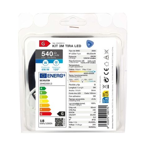 Kit 3M Tira de LED 6W/M IP20 6000K-6500K preparado