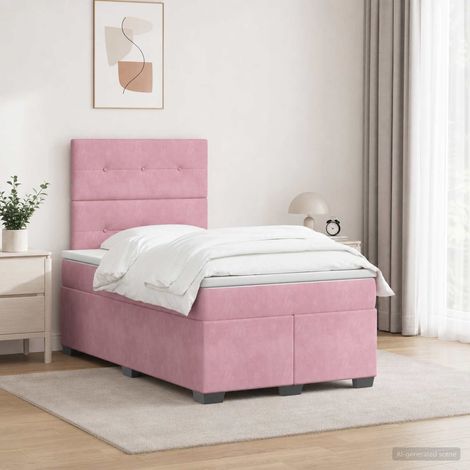 vidaXL Lit boxspring avec matelas Rose 120 x 190 cm Velours (1/5)