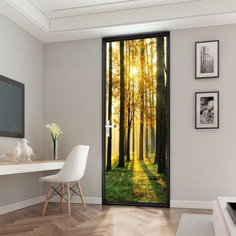 3D Stickers Porte Autocollants de Décoration pour Porte, WOVTE Pvc Trompe L'oeil Mural,Decoration Porte,L(45x200cmx2Pcs),Style M (1/4)
