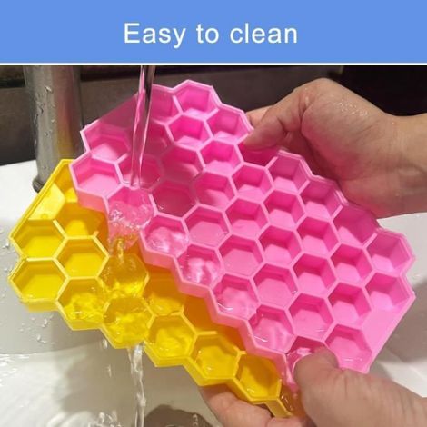 4Pcs 37 Compartiments Bac à Glaçons en Silicone, Moule à Glaçons avec Couvercle, encombrant et empilable, Sans BPA, Démouler Rapide (1/4)