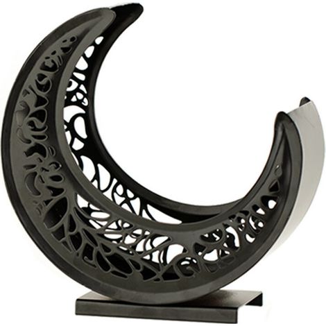 Elegante cesto per frutta in metallo curvato a forma di luna - Nero
