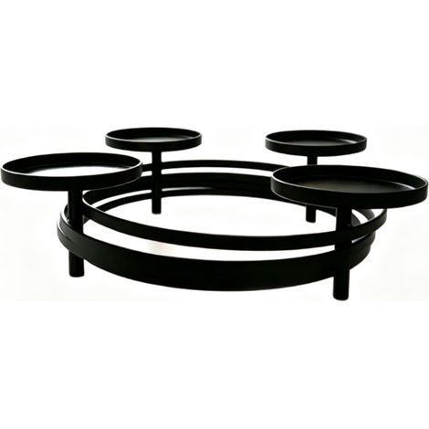 Candelabro negro de 4 pilares, candelabro circular para varias velas, centro de mesa para comidas navideñas (velas no incluidas). (1/4)