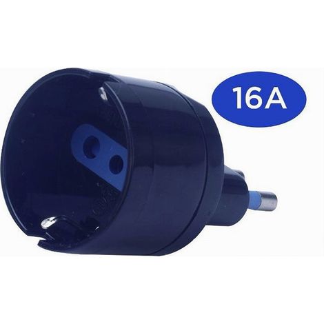 Trade Shop - Adattatore Spina Elettrica 2p+t 16a Con 1 Presa Ita 10a/schuko 16a 2p+t Nero 83036 - (1/5)