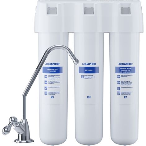 Filtro sottolavello Aquaphor Crystal H, riduce il calcare, filtrazione a 3 stadi fino a 6000 litri.