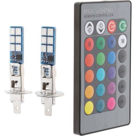 Lot de 2 ampoules LED RGB 880 881 H1 pour phares antibrouillard de voiture (prise H1).