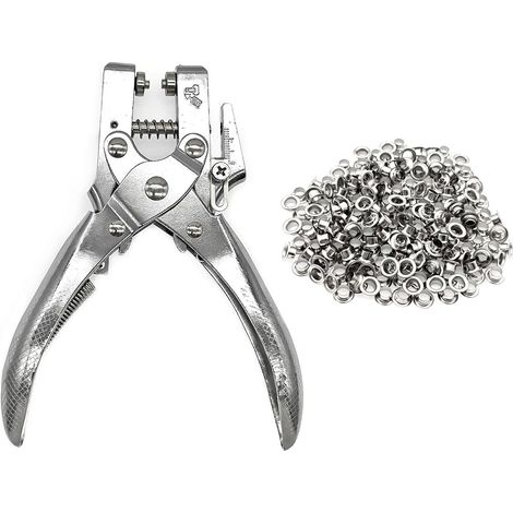 Lourd devoir 5mm perforateur monotrou et pince à riveter à oeillet ensemble avec 200 rivets carton ceinture en cuir tissu mince en plastique, goujon en métal poinçon kit (1/5)