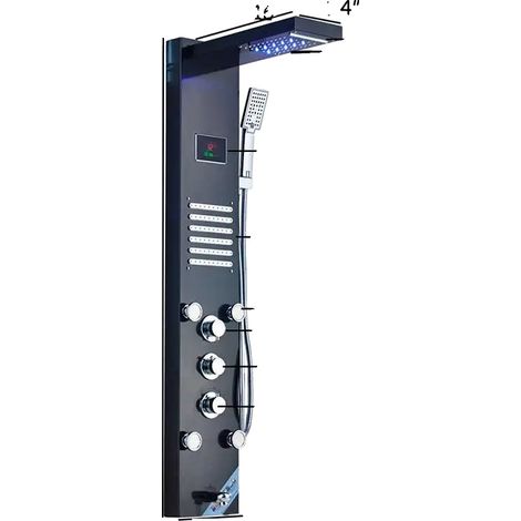 Panneau de douche en nickel brossé, fonction lumière LED, jets de massage SPA (1/2)
