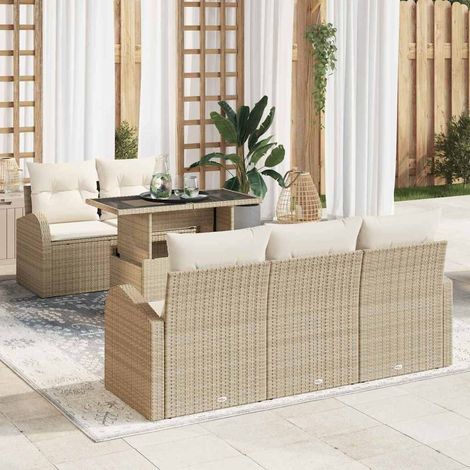 Set Divano da Giardino 6 pz Beige polyrattan vidaXL (1/5)