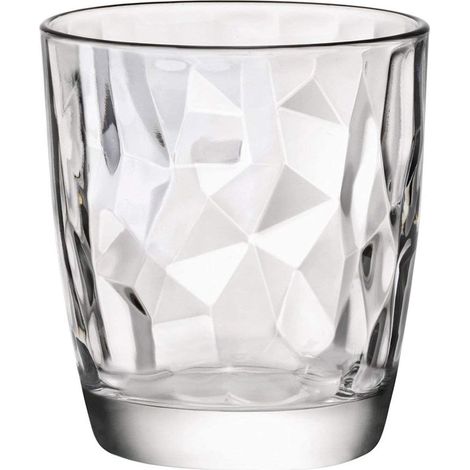 Lot de 6 verres à eau, design losange, verre transparent, capacité 305 ml, pour maison et restaurant
