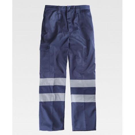 Pantalón de pana con cintas reflectantes con forro polar interior WORKTEAM Combi B1417