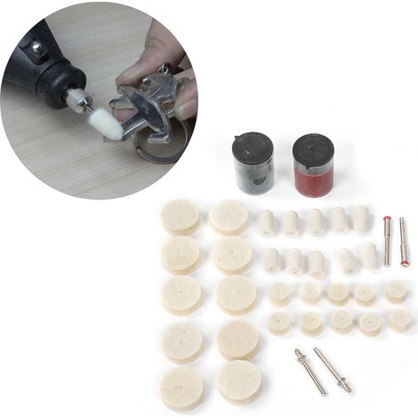 Kit de 36 disques de polissage en feutre de laine et accessoires de polissage. (1/5)